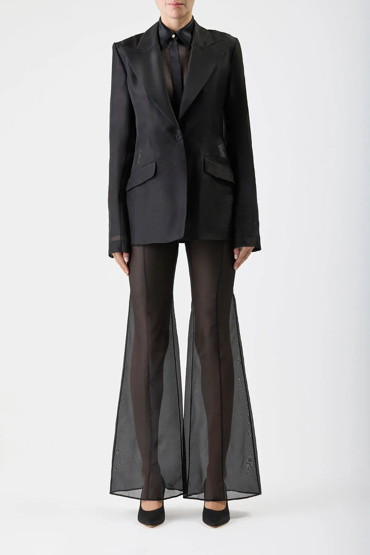 Leiva Sheer Blazer in Black Silk Organza sold by Gabriela Hearst product image thumbnail 3