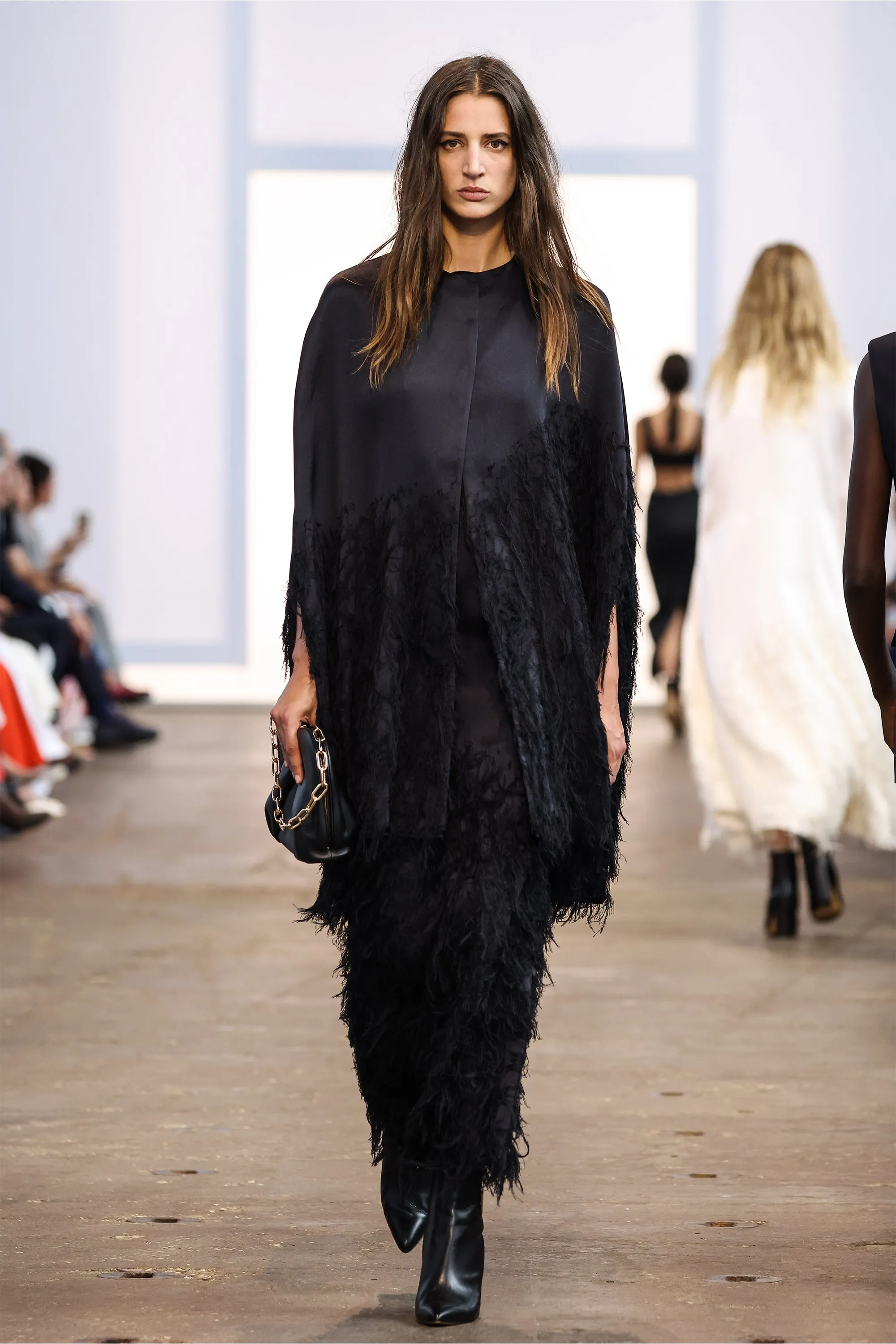 Pauli Feather Cape in Black Silk Satin sold by Gabriela Hearst product image thumbnail 2