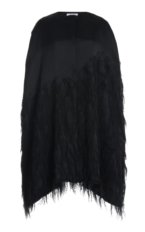 Pauli Feather Cape in Black Silk Satin made by Gabriela Hearst