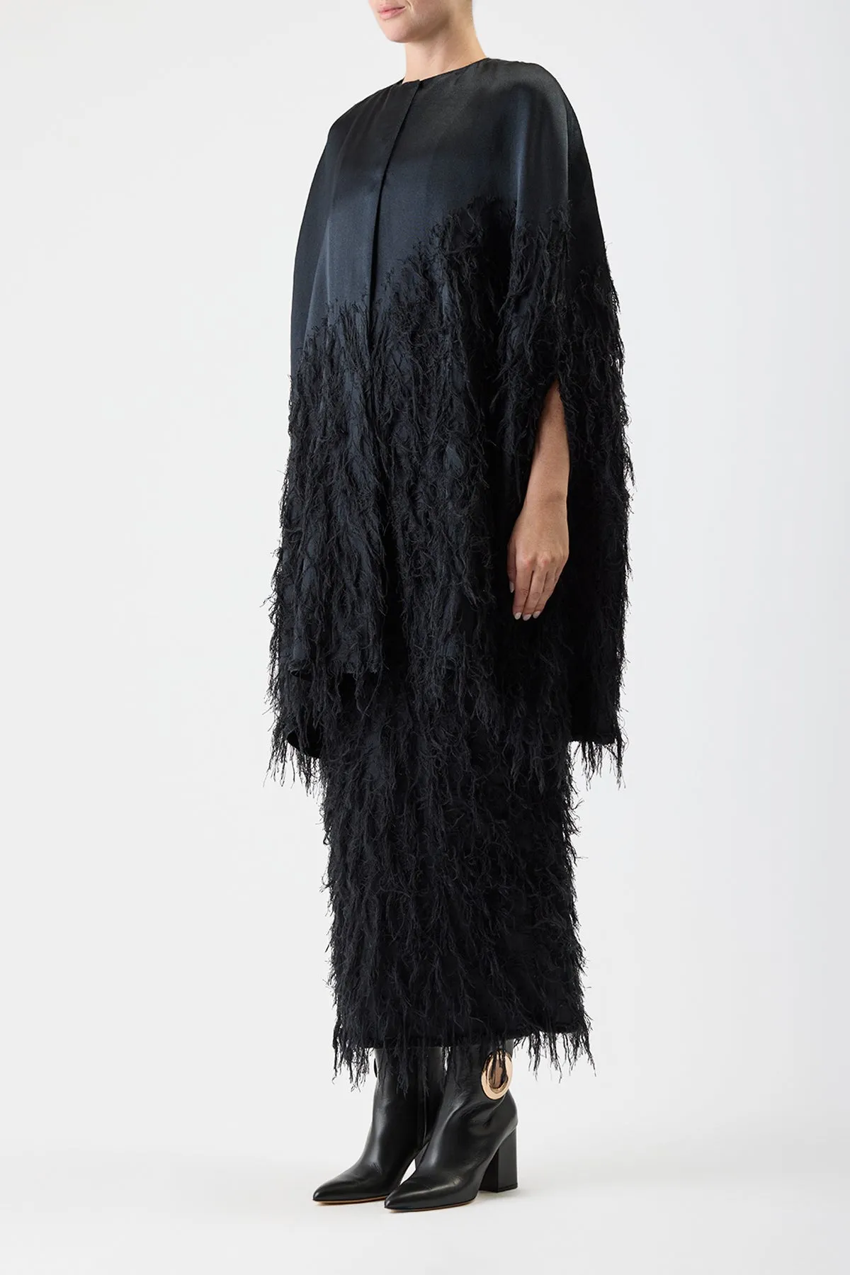 Pauli Feather Cape in Black Silk Satin sold by Gabriela Hearst product image thumbnail 4