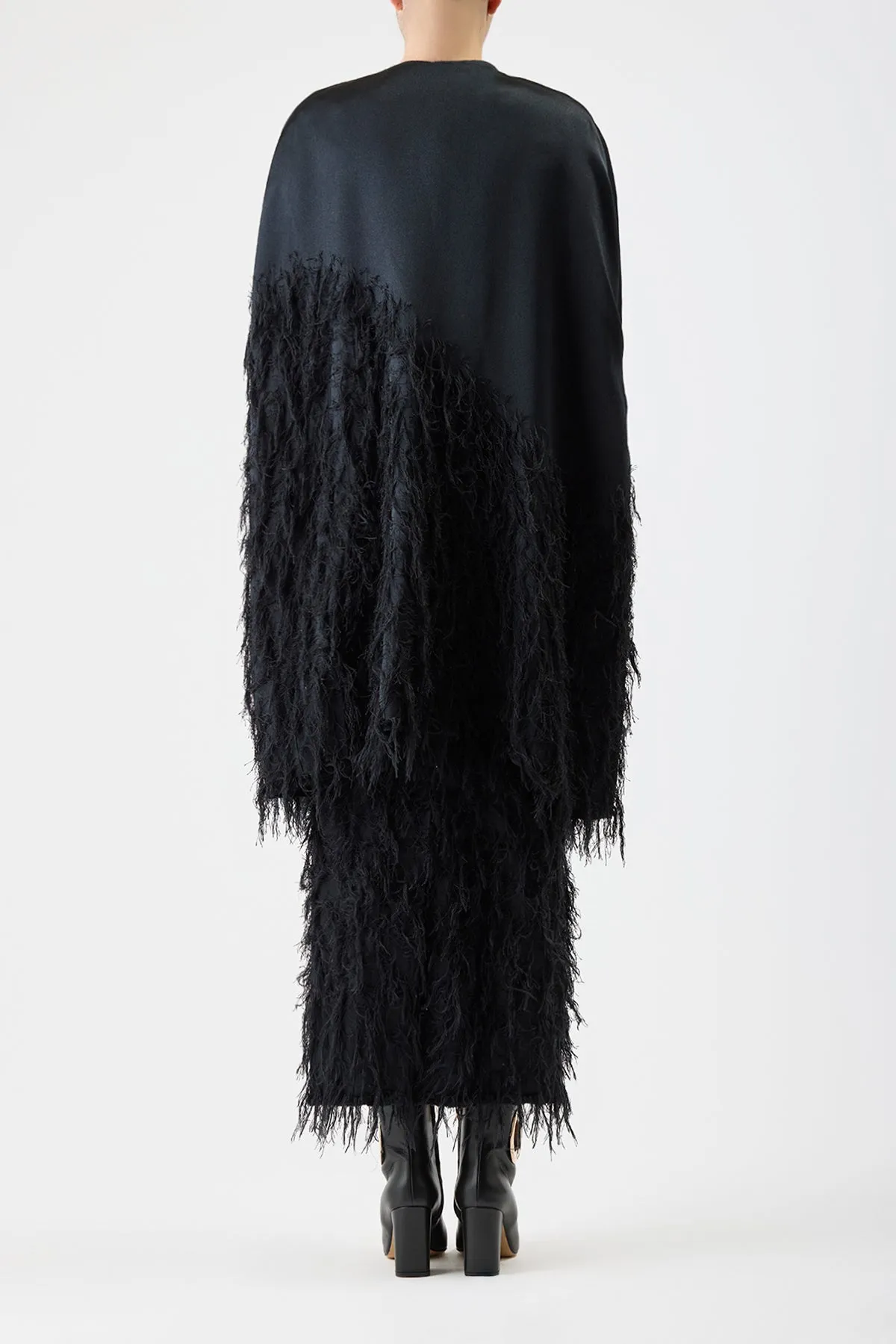 Pauli Feather Cape in Black Silk Satin sold by Gabriela Hearst product image thumbnail 5