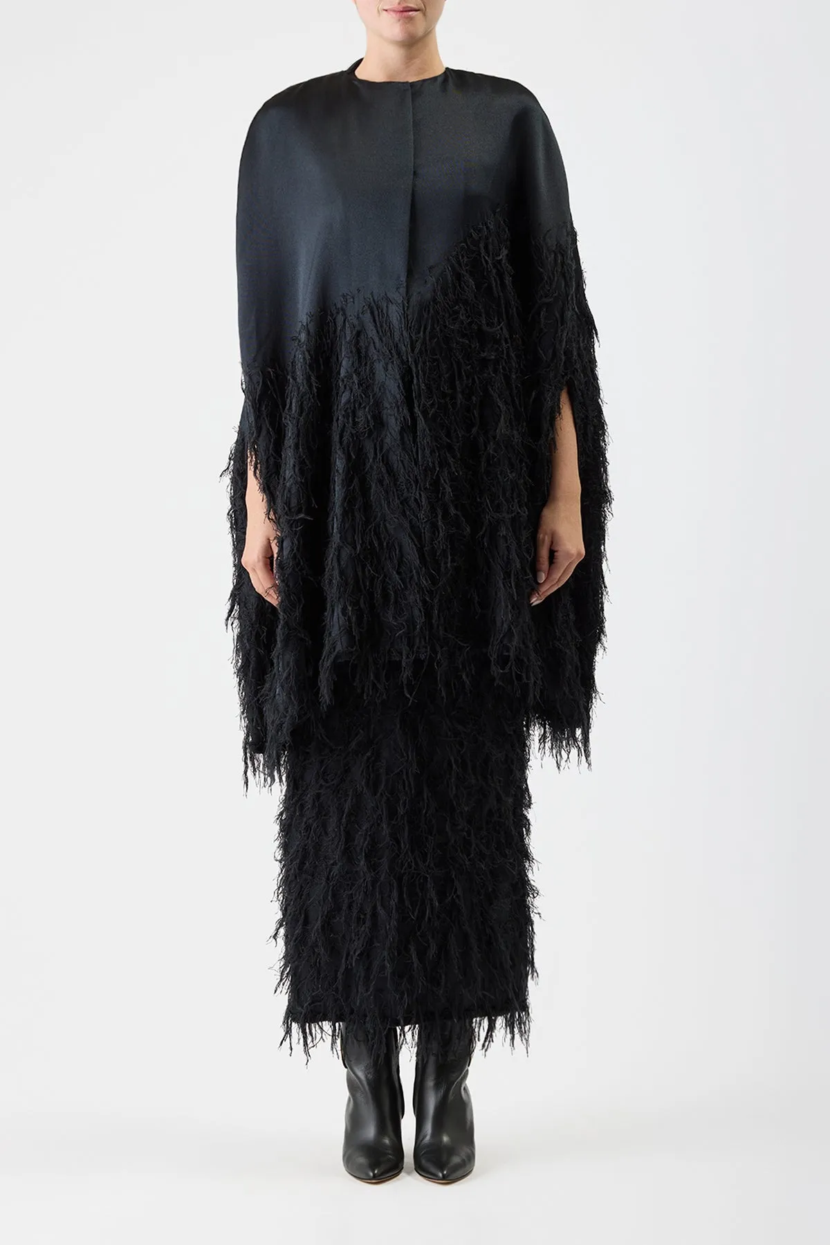 Pauli Feather Cape in Black Silk Satin sold by Gabriela Hearst product image thumbnail 3