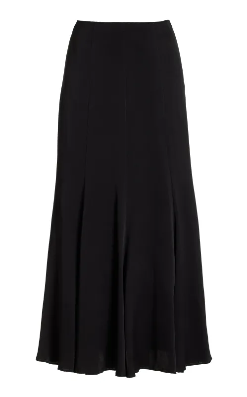 Ricky Midi Skirt in Black Silk Satin sold by Gabriela Hearst