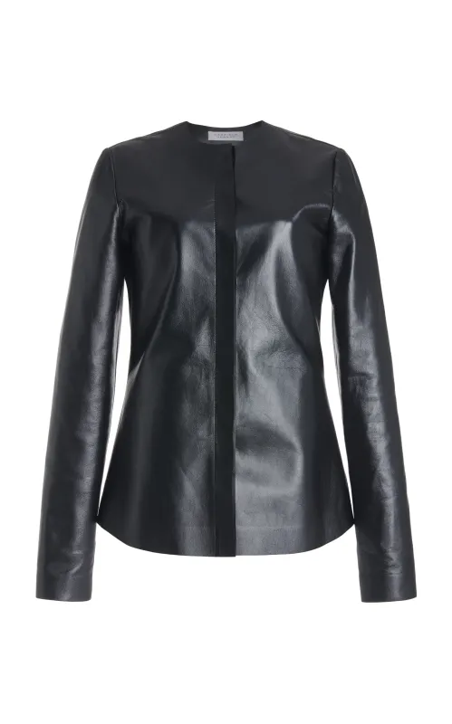 Thales Jacket in Black Metallic Nappa Leather made by Gabriela Hearst