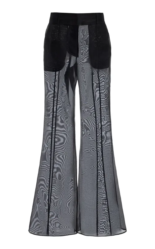 Rhein Sheer Pant in Black Silk Organza sold by Gabriela Hearst