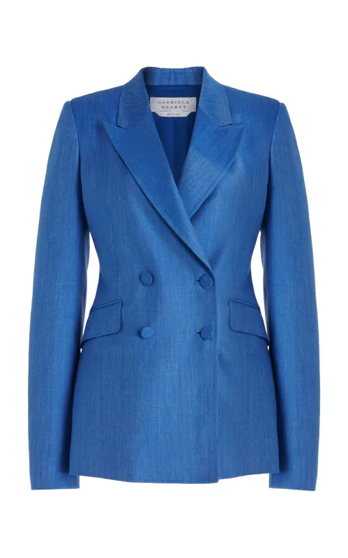 Stephanie Blazer in Sapphire Virgin Wool and Silk Linen sold by Gabriela Hearst