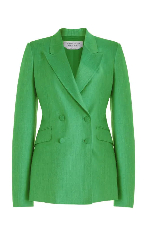 Stephanie Blazer in Peridot Green Virgin Wool and Silk Linen sold by Gabriela Hearst