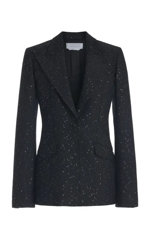 Leiva Sequin Blazer in Black Virgin Wool sold by Gabriela Hearst