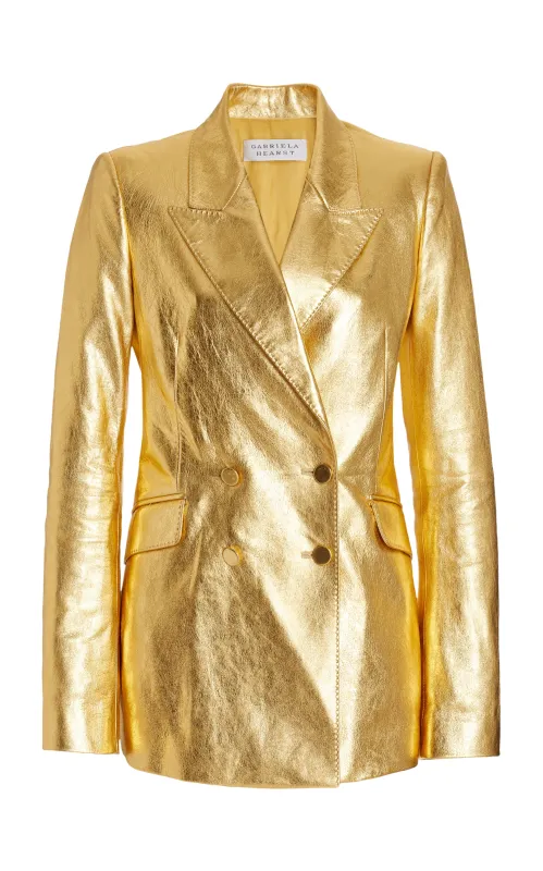 Angela Blazer in Gold Metallic Nappa Leather sold by Gabriela Hearst