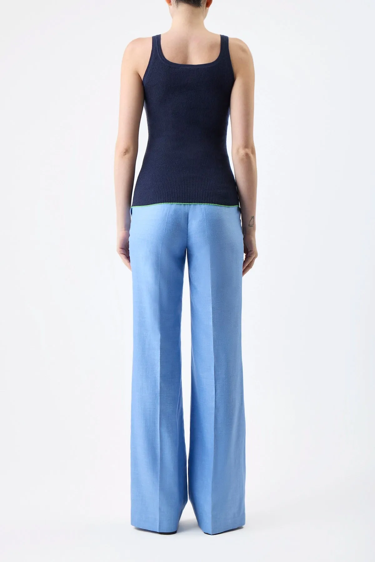 Vesta Pant in Light Blue Virgin Wool and Silk Linen Twill sold by Gabriela Hearst product image thumbnail 5