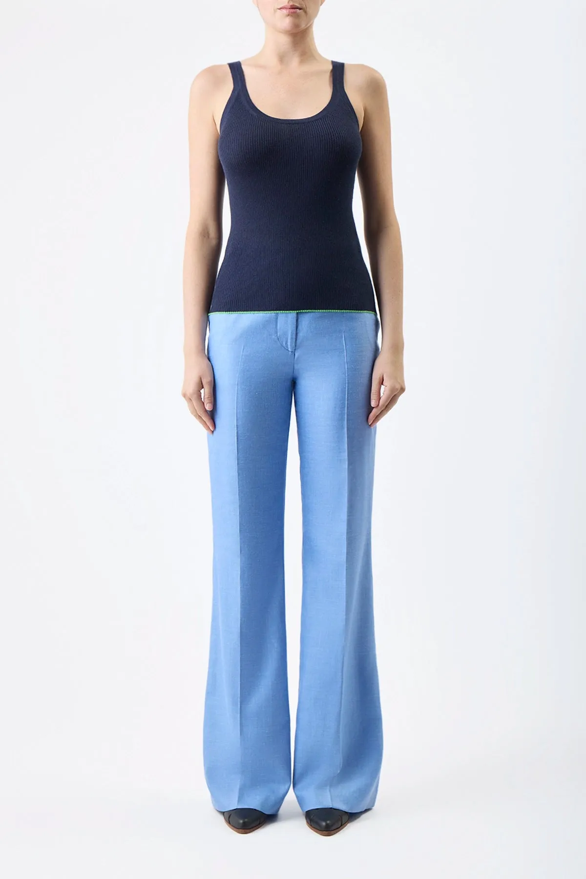 Vesta Pant in Light Blue Virgin Wool and Silk Linen Twill sold by Gabriela Hearst product image thumbnail 3