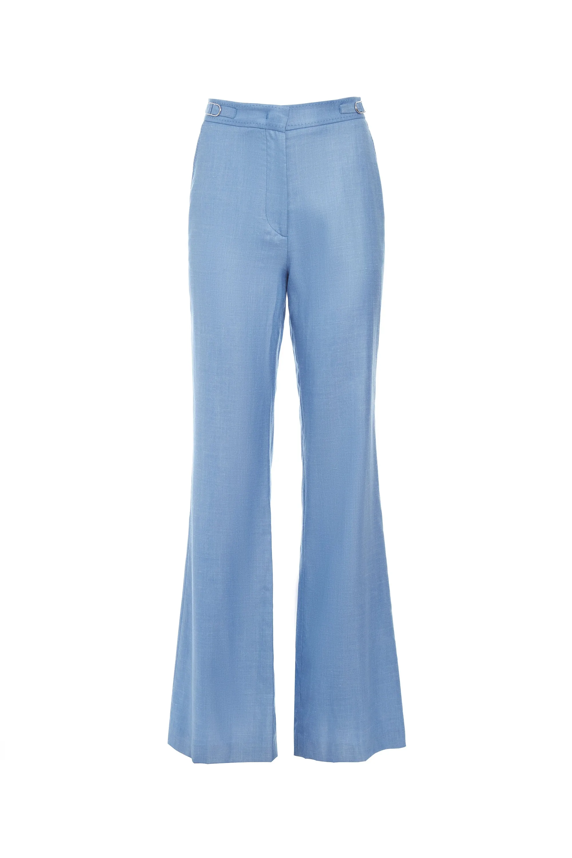 Vesta Pant in Light Blue Virgin Wool and Silk Linen Twill sold by Gabriela Hearst