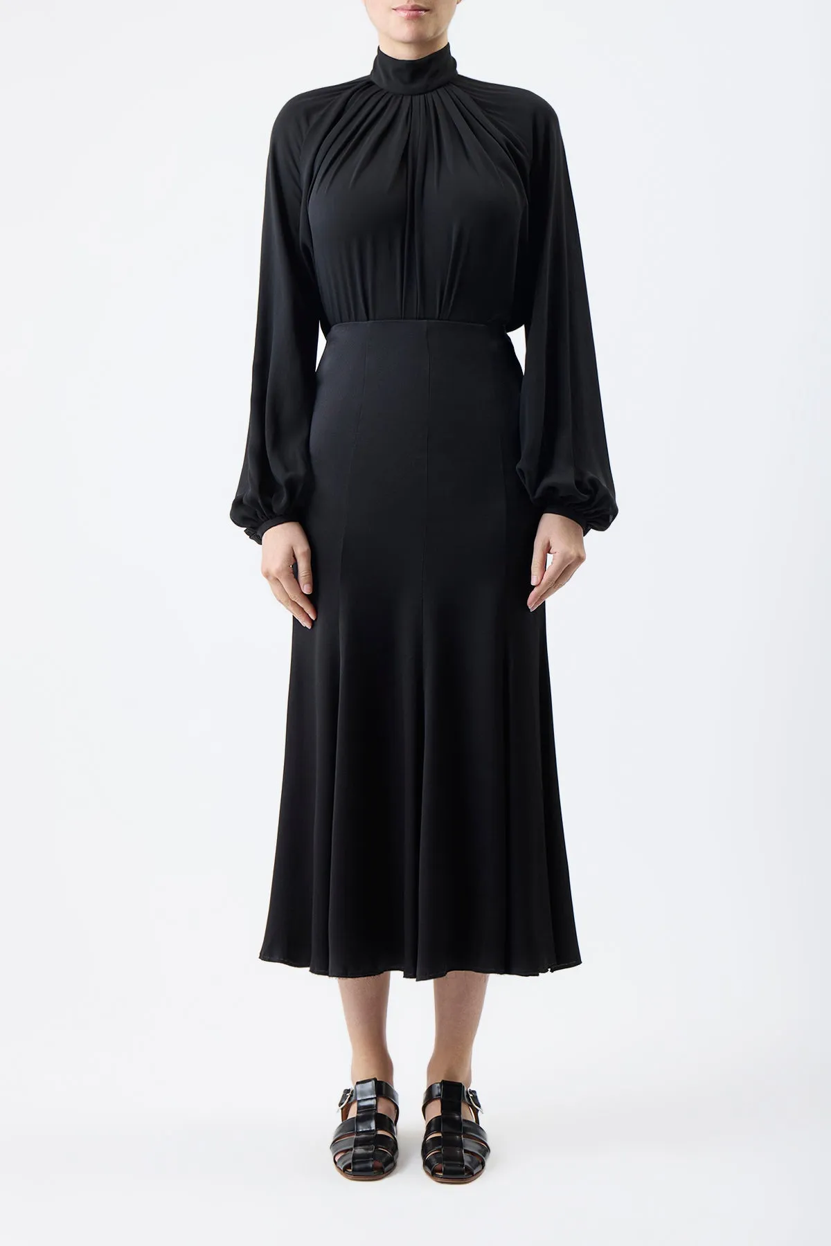 Kiian Pleated Top in Black Silk Georgette Twill sold by Gabriela Hearst product image thumbnail 2