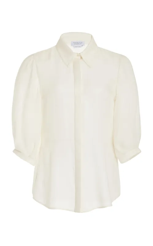 Hadley Blouse in Ivory Virgin Wool Cashmere sold by Gabriela Hearst