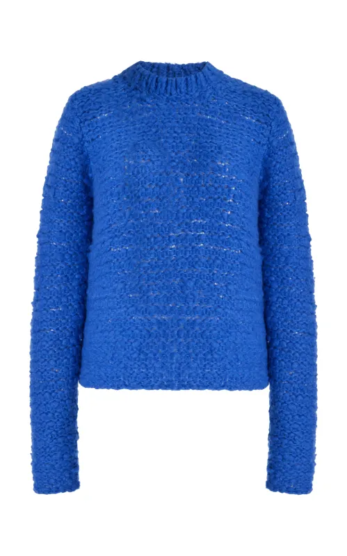 Durand Knit Sweater in Sapphire Welfat Cashmere sold by Gabriela Hearst