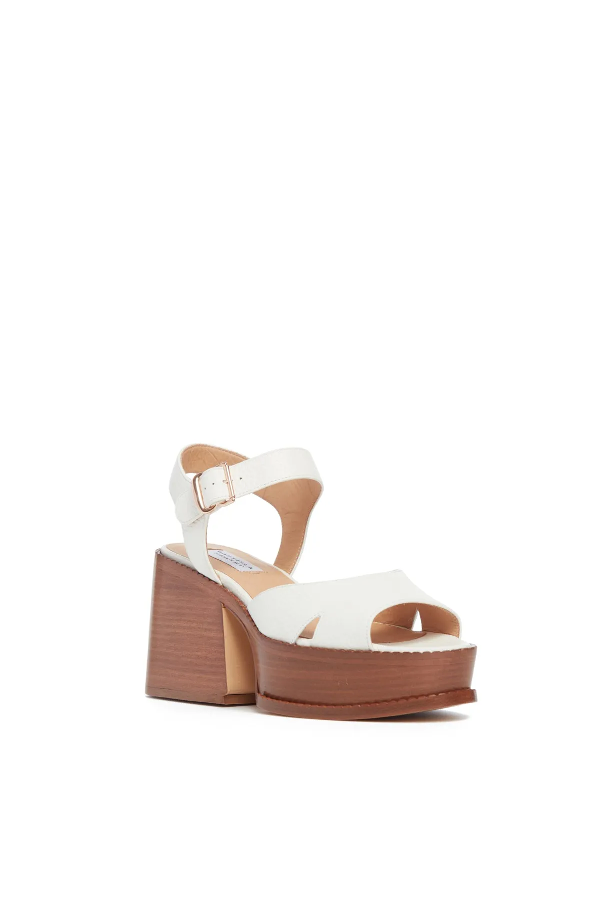 Zuri Platform Sandal in Cream Textured Leather sold by Gabriela Hearst product image thumbnail 2