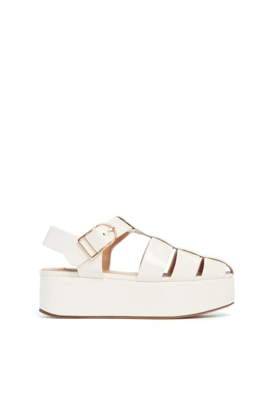 Mila Platform Sandal in Cream Leather sold by Gabriela Hearst