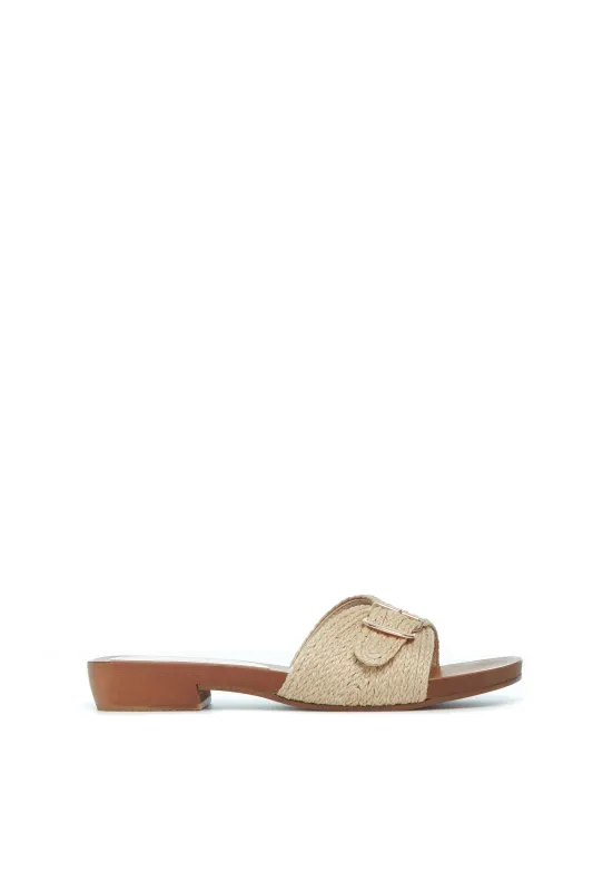 Clover Slide Sandal in Cream Leather Jute sold by Gabriela Hearst