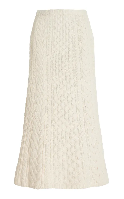 Callum Knit Midi Skirt in Ivory Cashmere sold by Gabriela Hearst