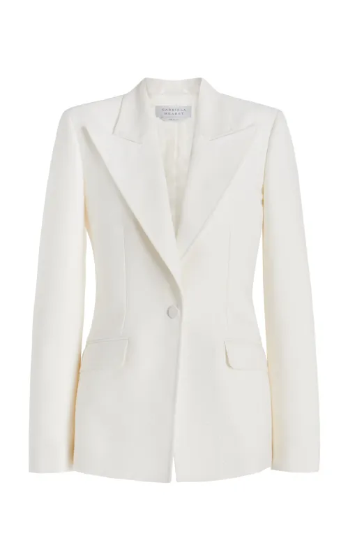 Leiva Sequin Blazer in Ivory Virgin Wool sold by Gabriela Hearst