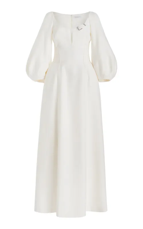 Madyn Sequin Maxi Dress in Ivory Virgin Wool sold by Gabriela Hearst