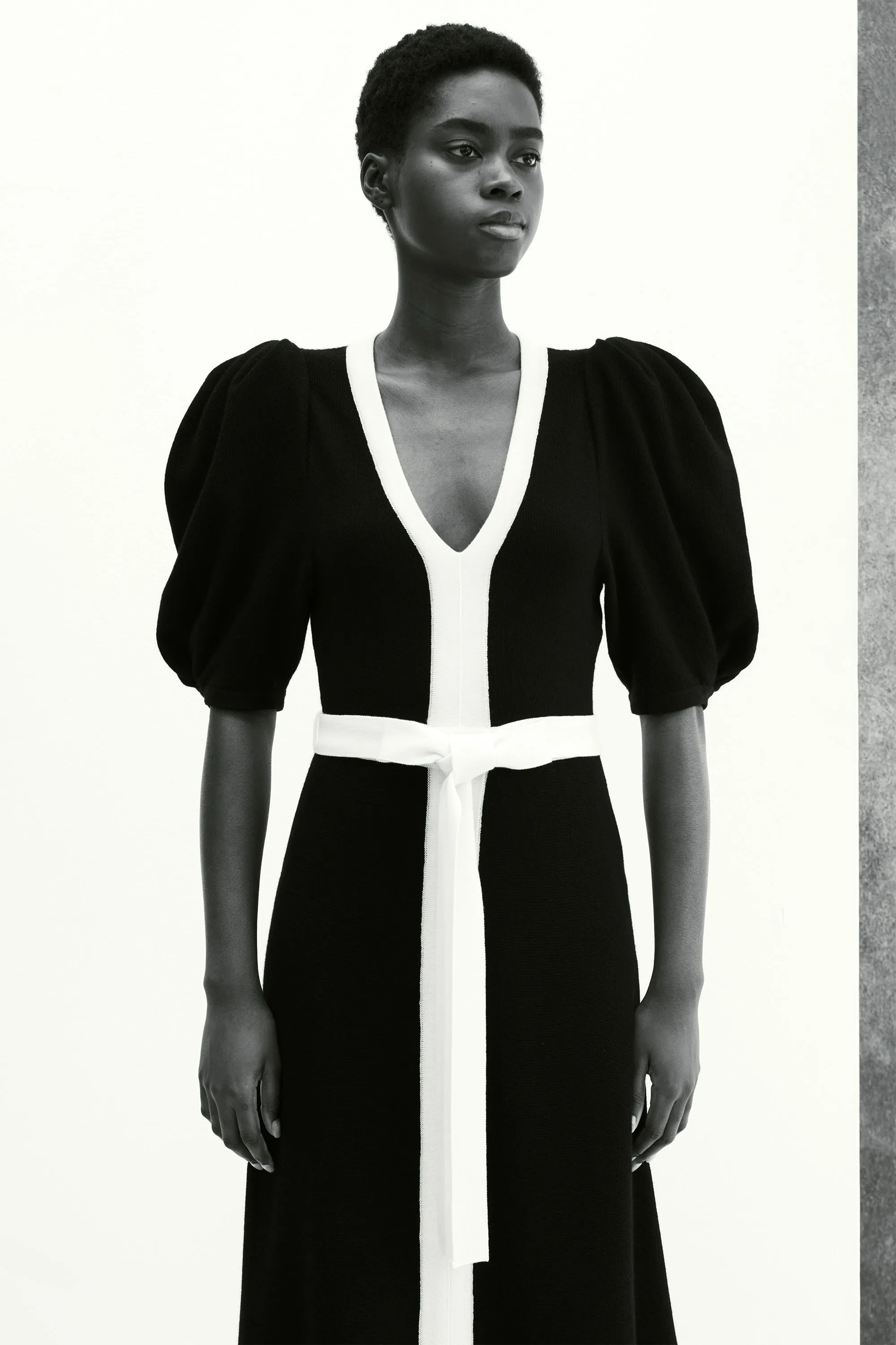 Lilias Knit Maxi Dress in Black & Ivory Merino Wool sold by Gabriela Hearst product image thumbnail 2