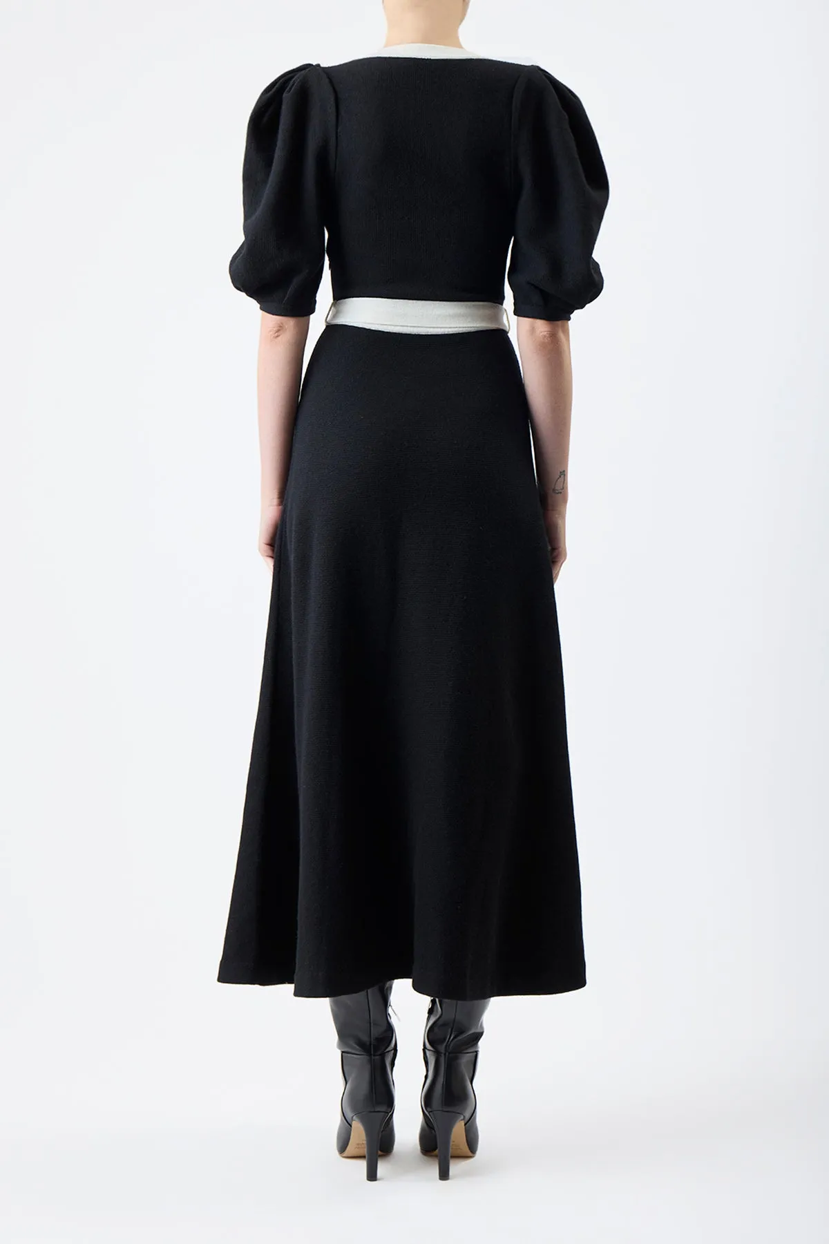 Lilias Knit Maxi Dress in Black & Ivory Merino Wool sold by Gabriela Hearst product image thumbnail 4