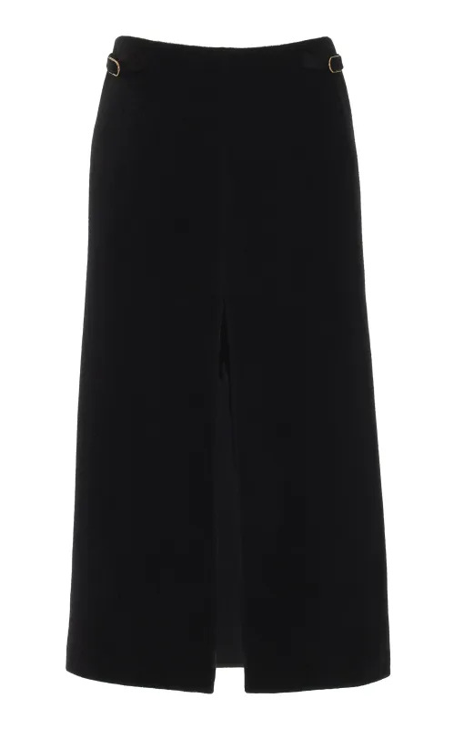 Morelos Midi Skirt in Black Double-Face Recycled Cashmere sold by Gabriela Hearst