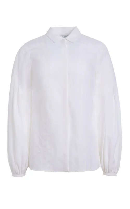 Inga Blouse in White Aloe linen sold by Gabriela Hearst
