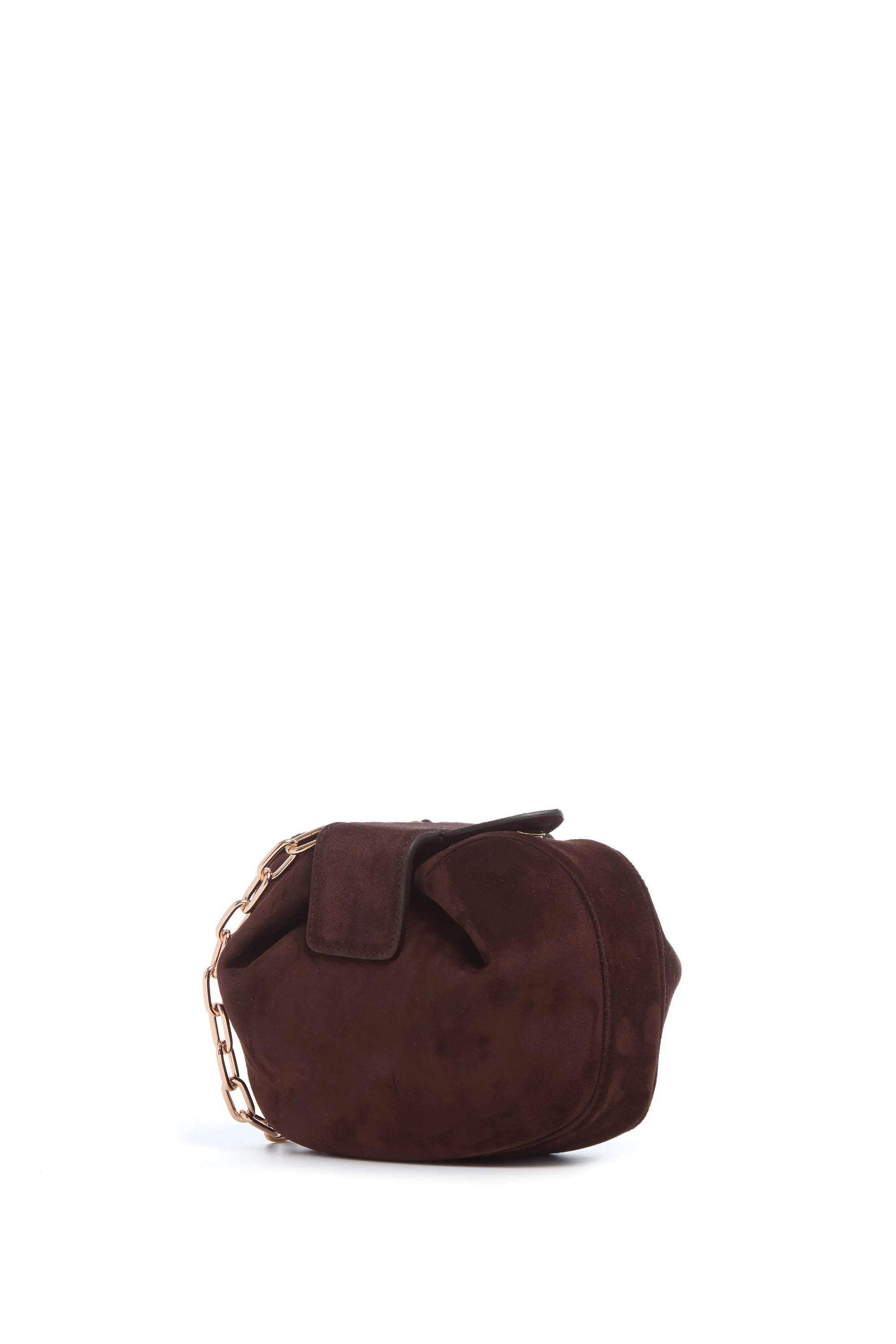 Soft Demi Clutch with Chain in Dark Brown Suede sold by Gabriela Hearst