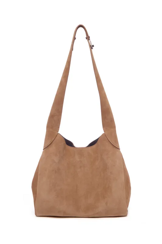 Small Hobo Bag in Dark Sand Suede sold by Gabriela Hearst