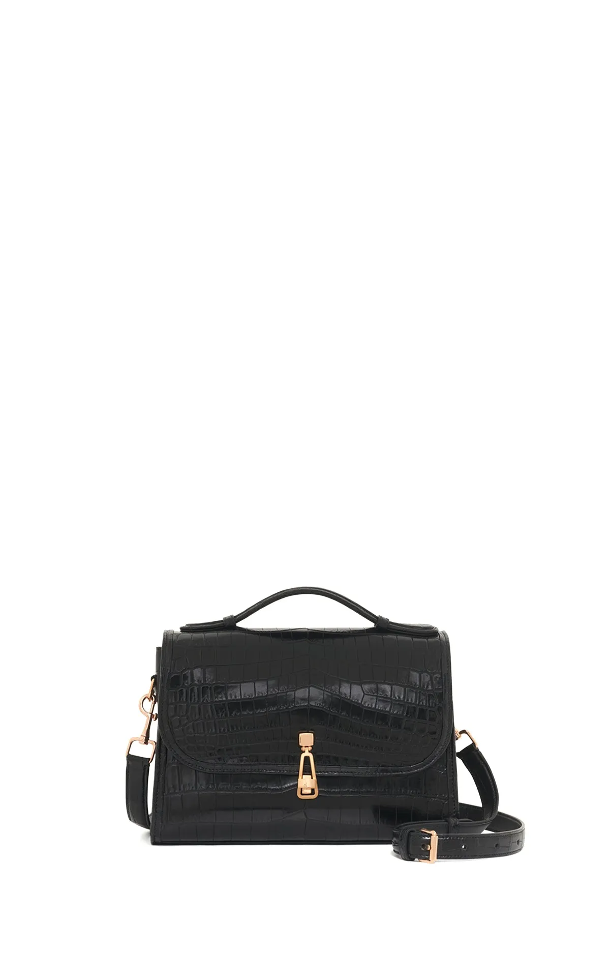 Medium Leonora Flap Bag in Black Crocodile Leather with Sunglass Pouch sold by Gabriela Hearst