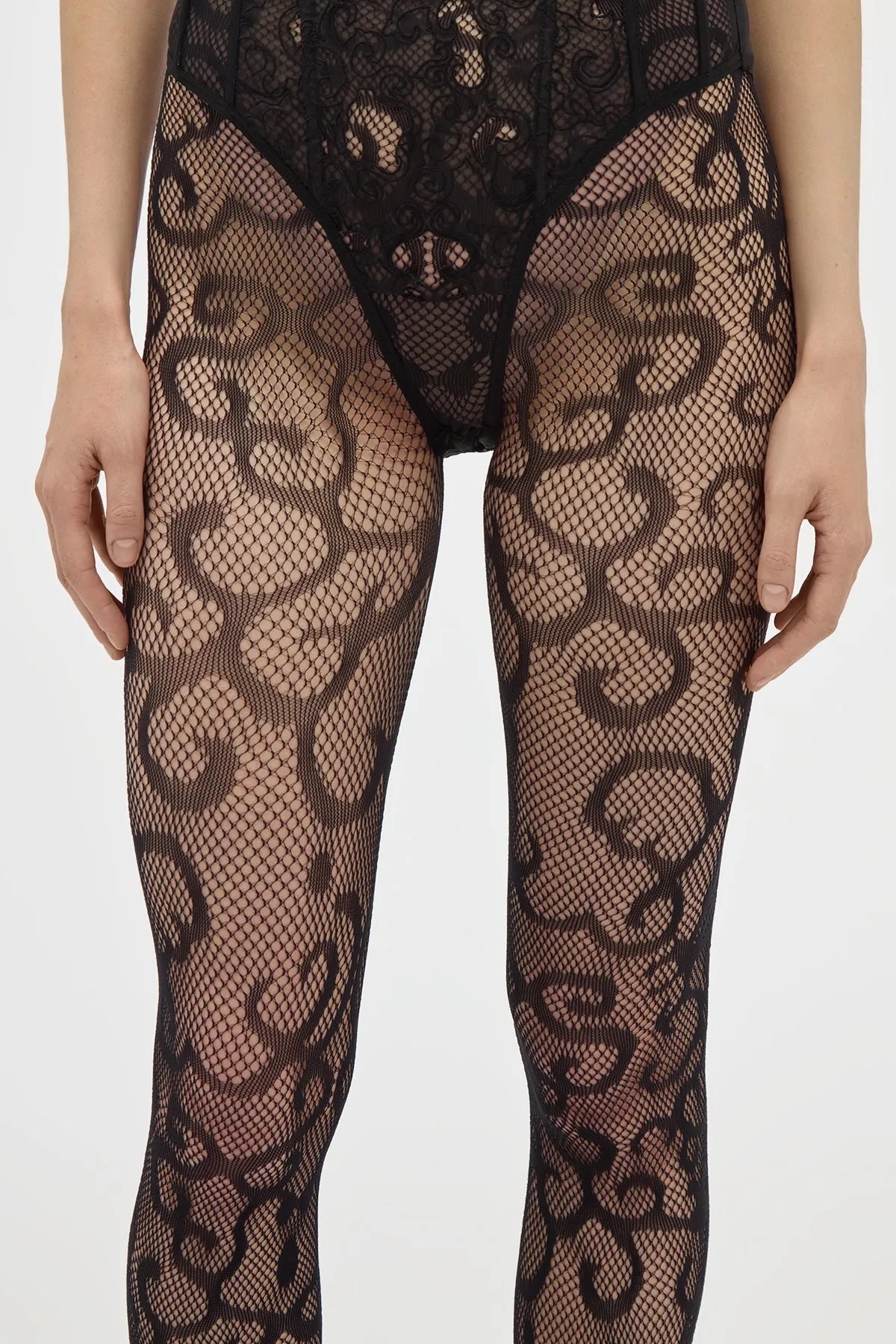 Tyla Tights in Black Recycled Polyester Lace sold by Gabriela Hearst product image thumbnail 5