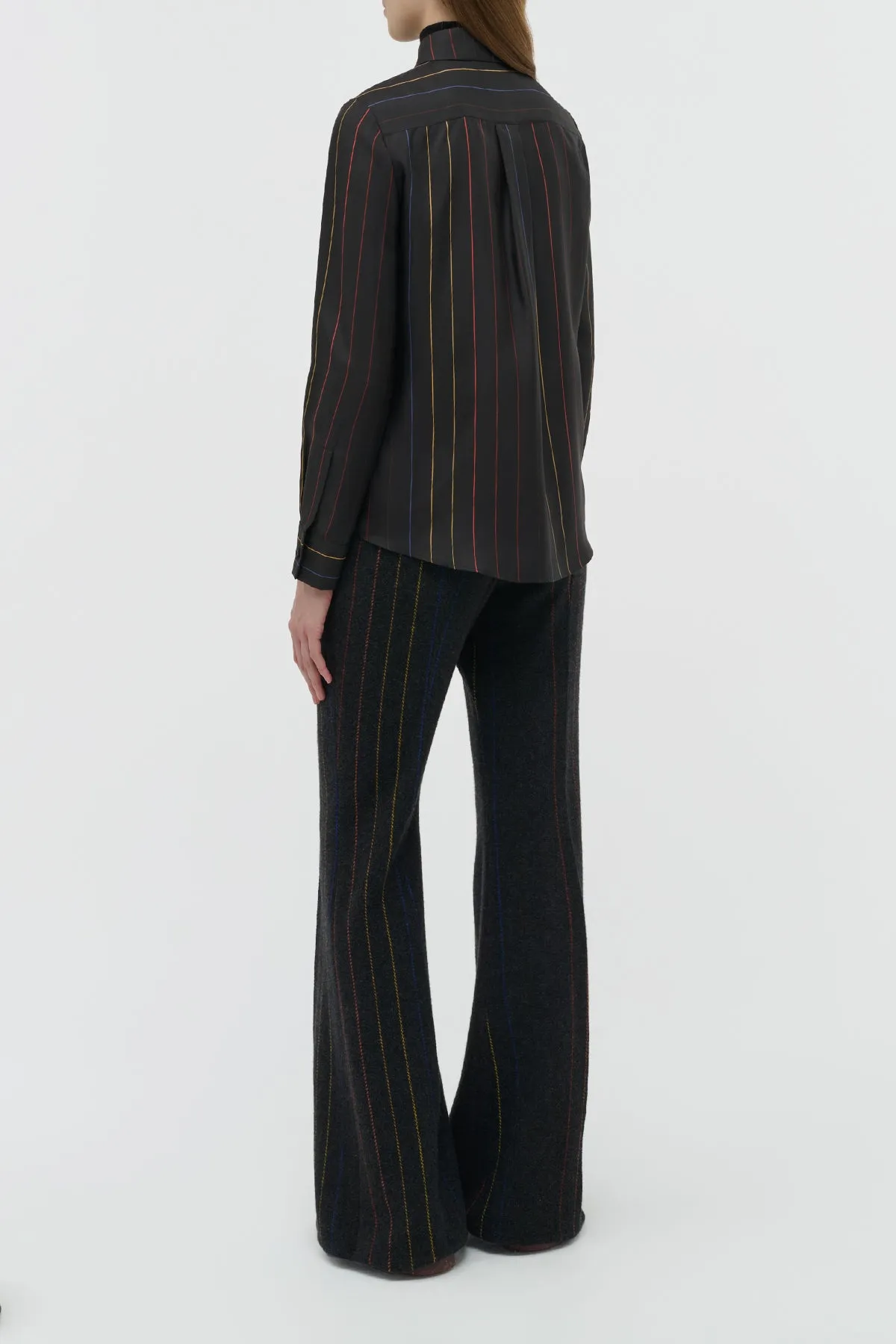 Henri Blouse in Charcoal Multi Pinstripe Silk Twill sold by Gabriela Hearst product image thumbnail 4