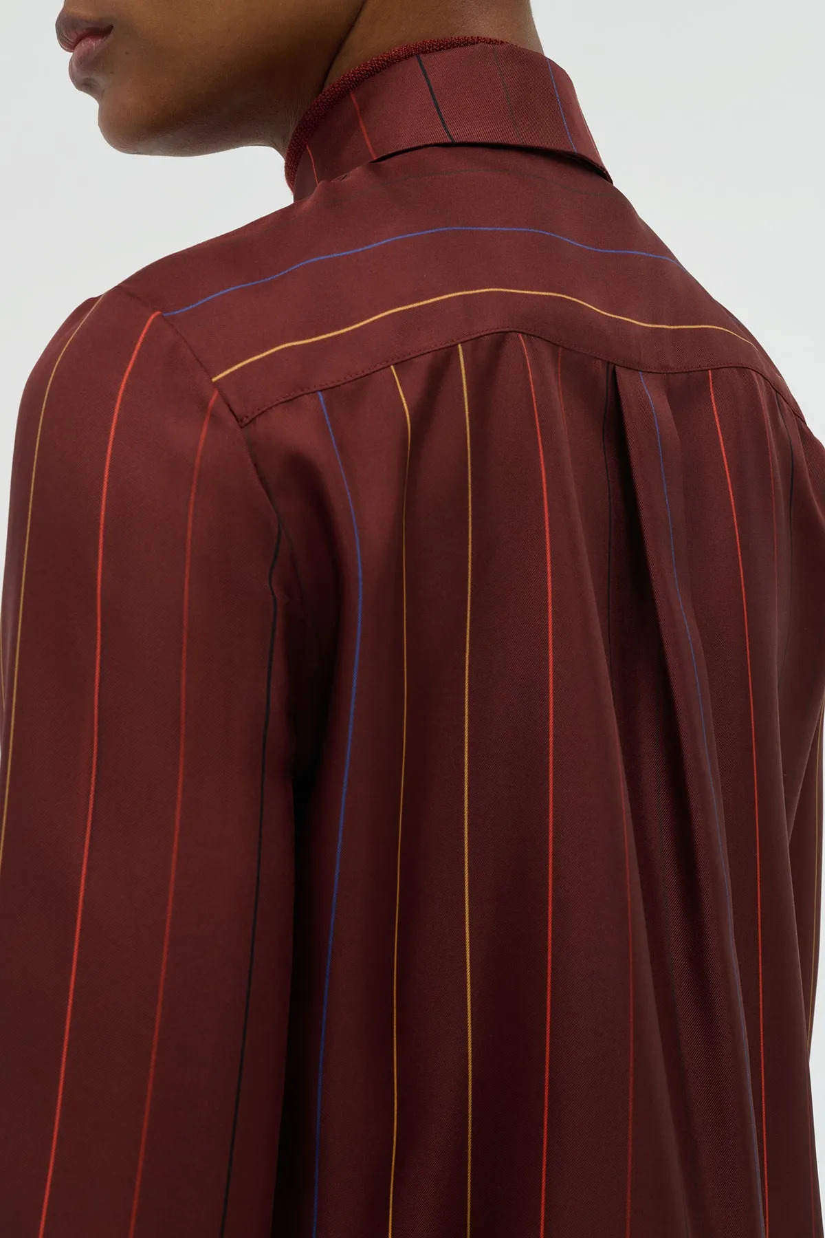 Henri Blouse in Burnt Sienna Multi Pinstripe Silk Twill sold by Gabriela Hearst product image thumbnail 5