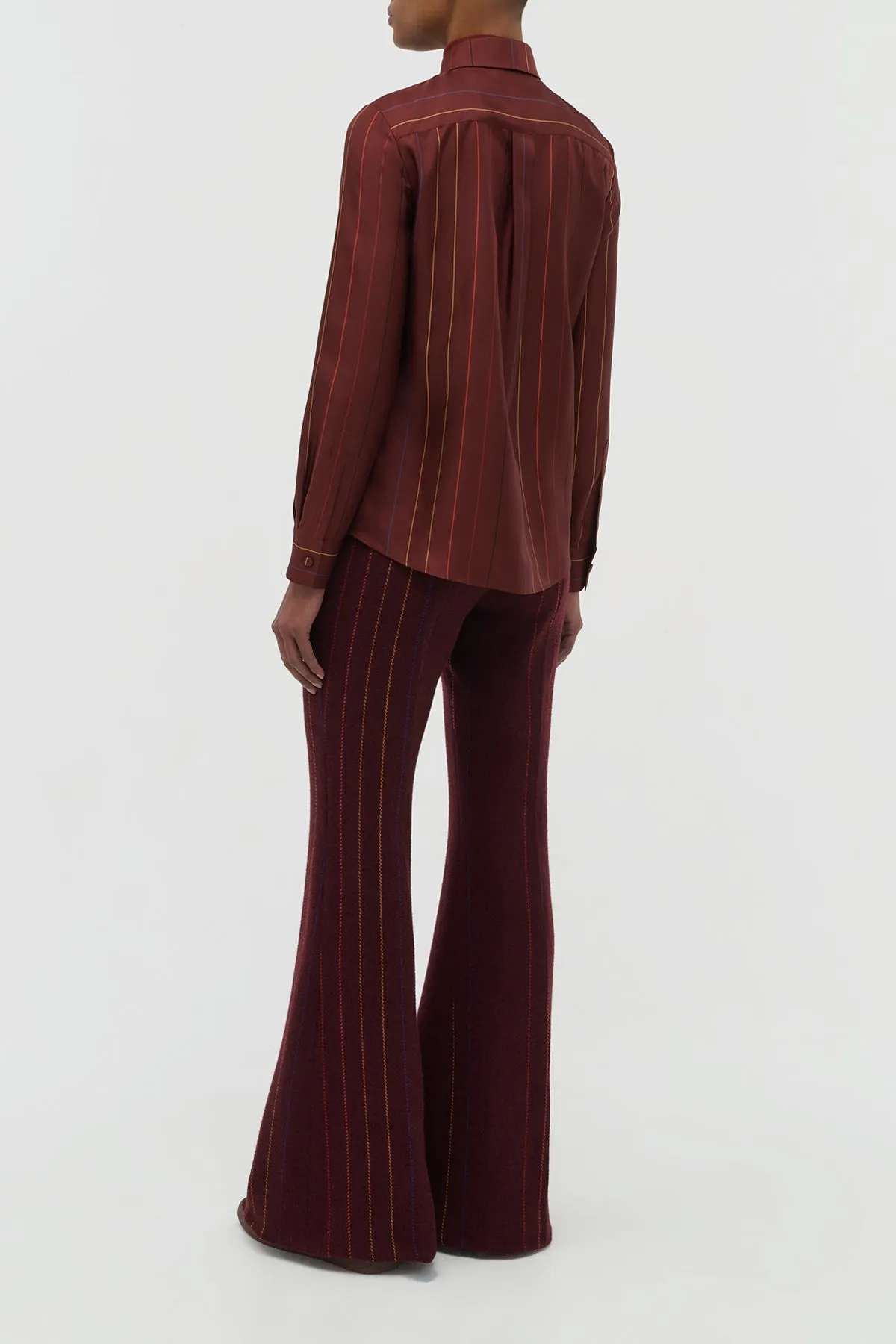 Henri Blouse in Burnt Sienna Multi Pinstripe Silk Twill sold by Gabriela Hearst product image thumbnail 4