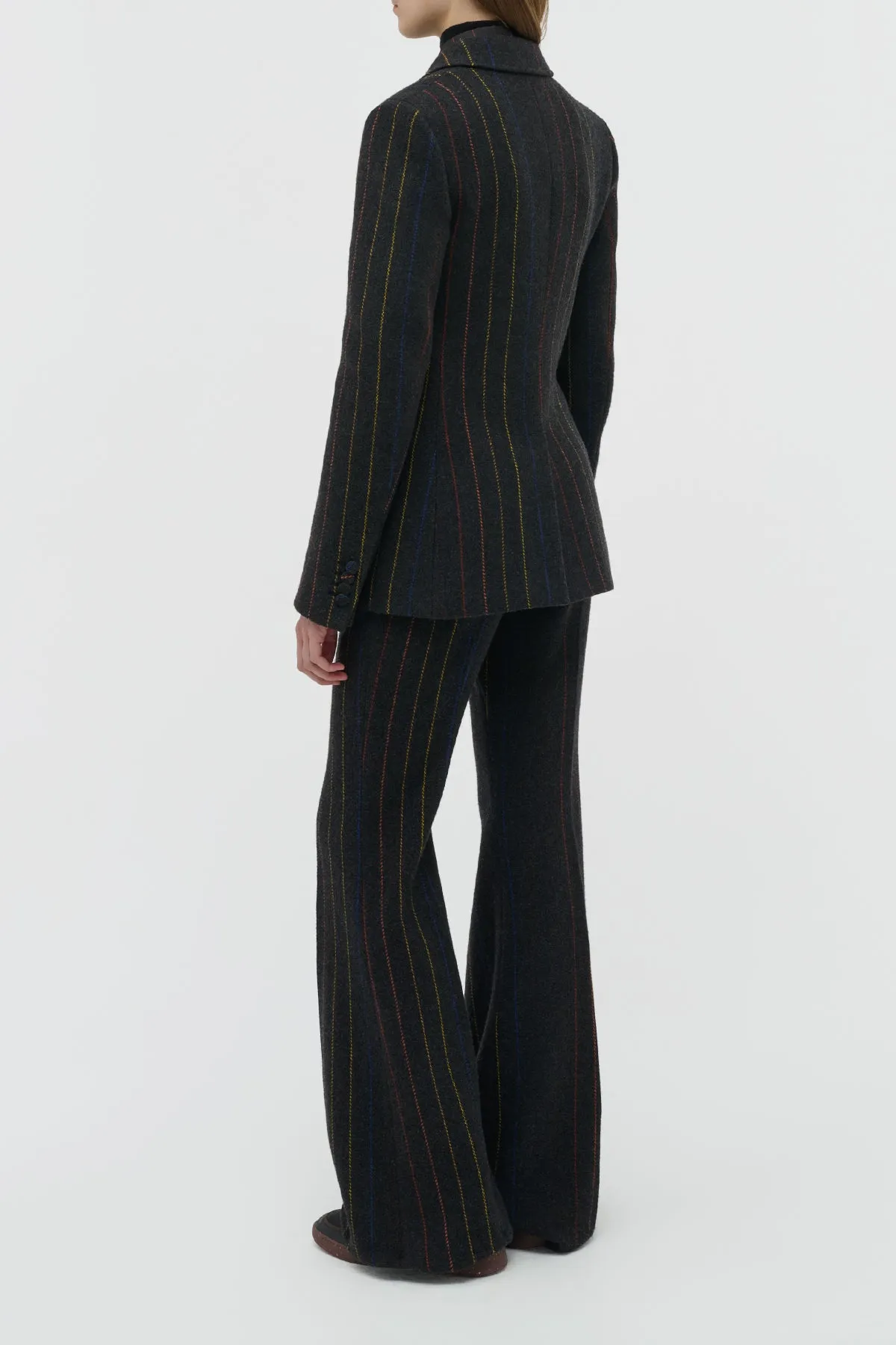 Leiva Blazer in Charcoal Multi Pinstripe Wool Cashmere sold by Gabriela Hearst product image thumbnail 4