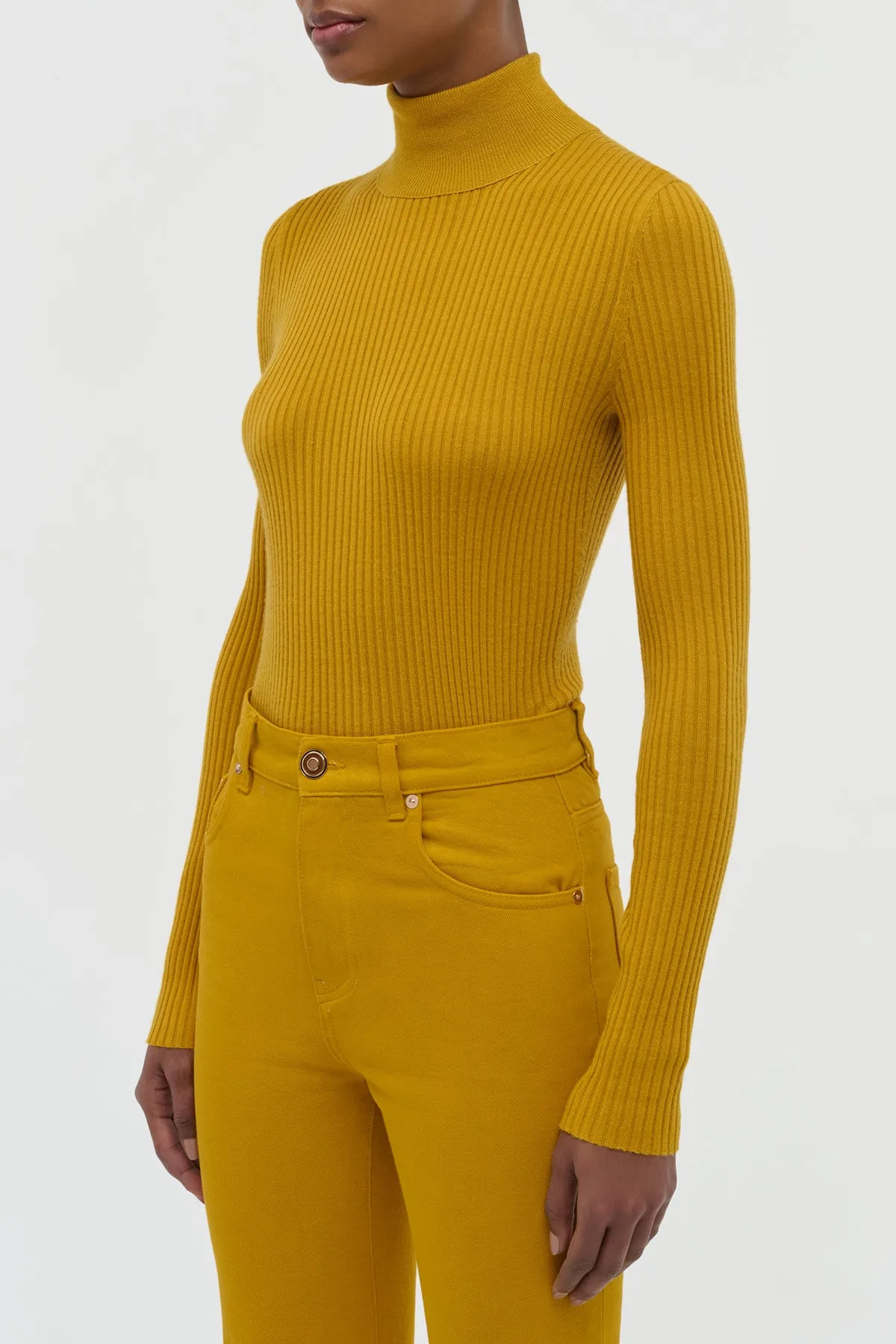 Peppe Knit Turtleneck in Golden Birch Cashmere Silk sold by Gabriela Hearst product image thumbnail 3