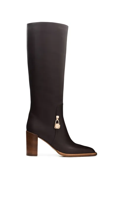Nina Tall Clasp Boot in Dark Chocolate Leather sold by Gabriela Hearst