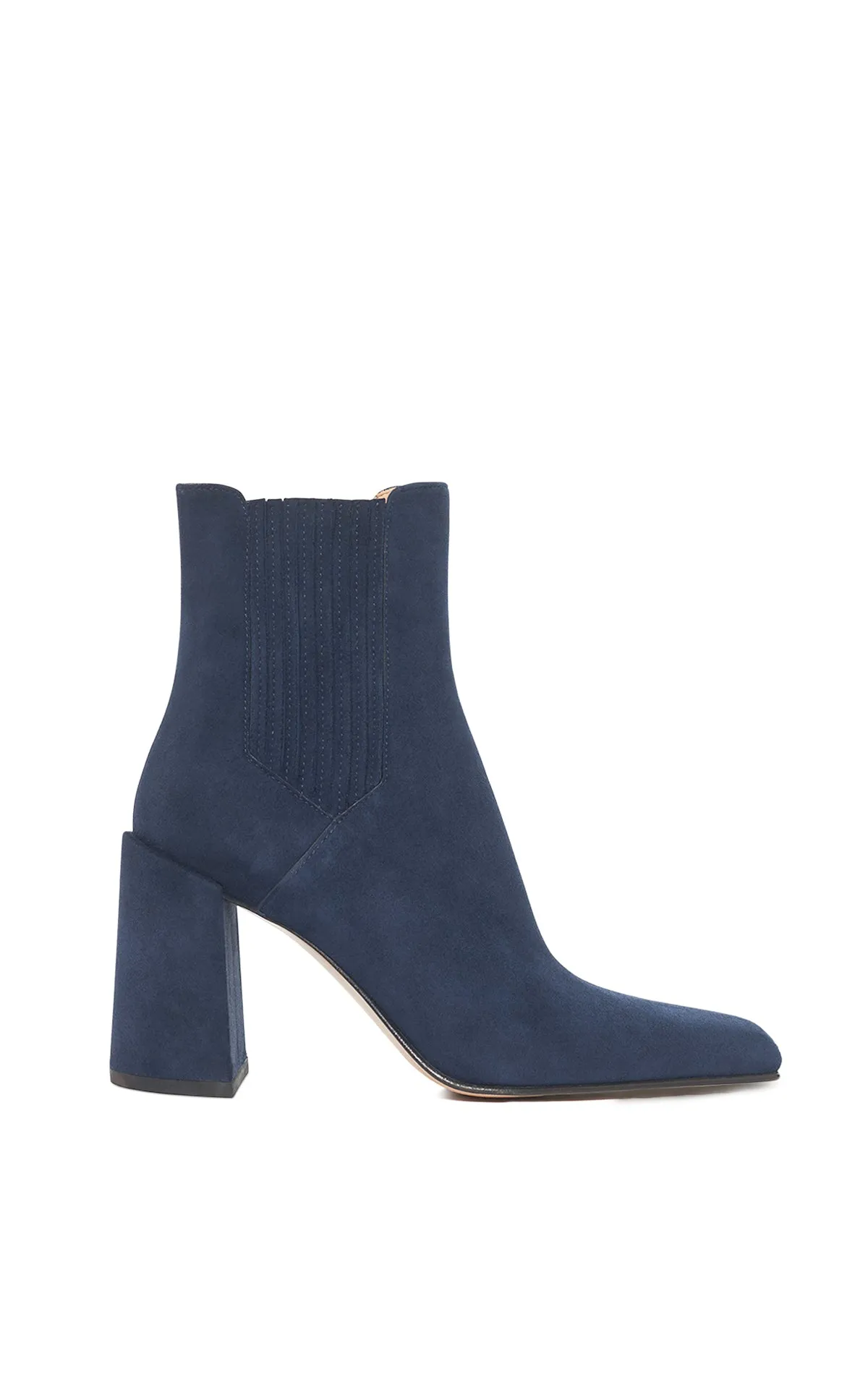 Luke High Heel Ankle Boot in Navy Suede sold by Gabriela Hearst