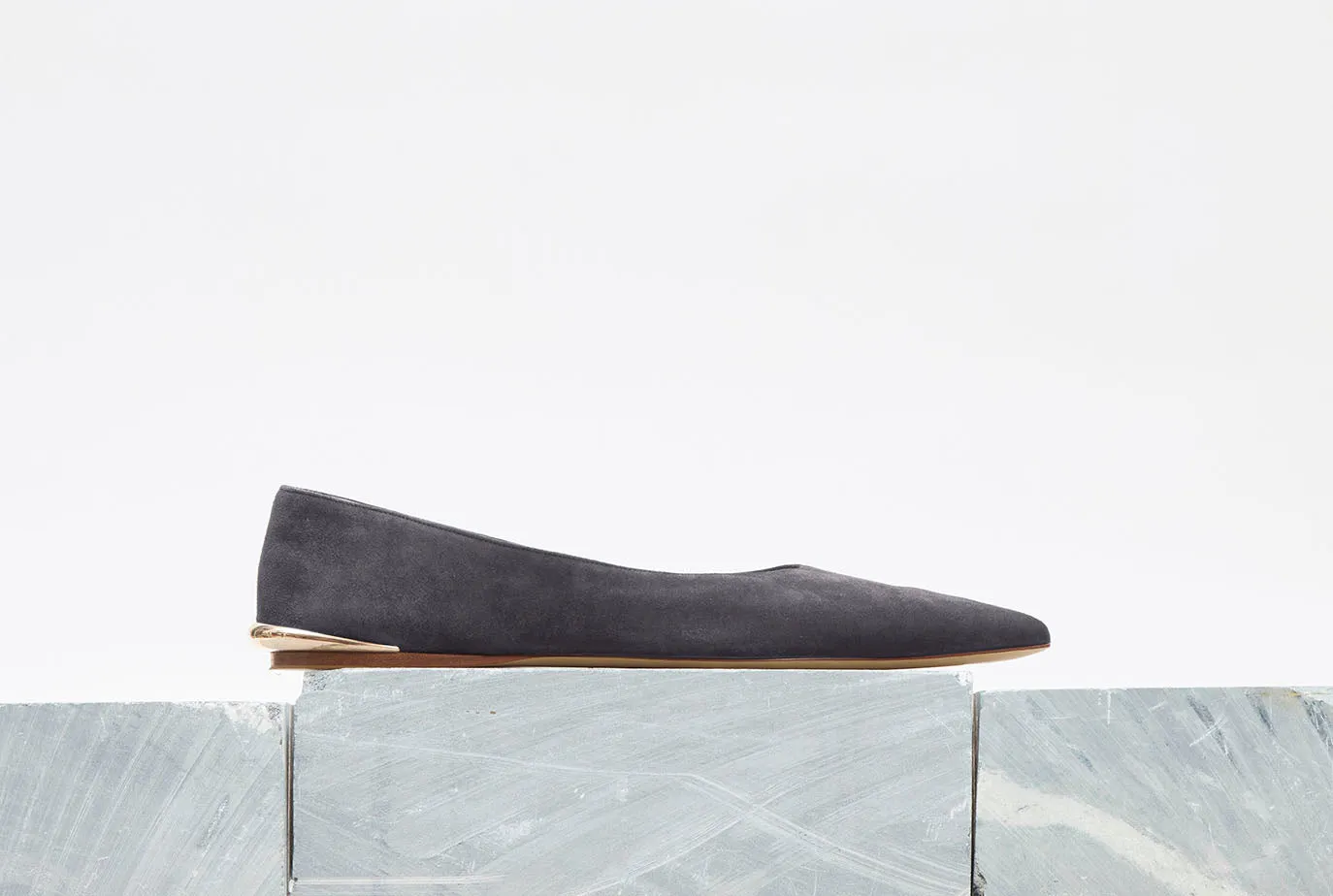 Fleur Ballerina Flat Shoe in Charcoal Suede sold by Gabriela Hearst product image thumbnail 5
