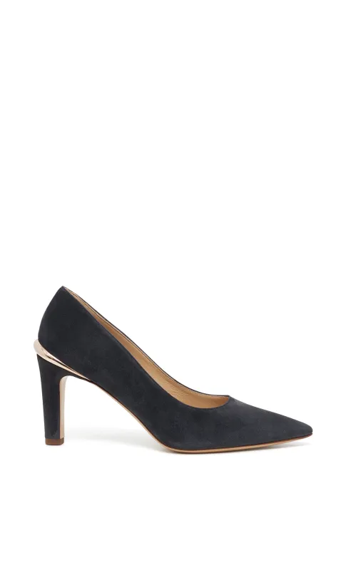 Edwina High Heel Stiletto Pump in Charcoal Suede sold by Gabriela Hearst