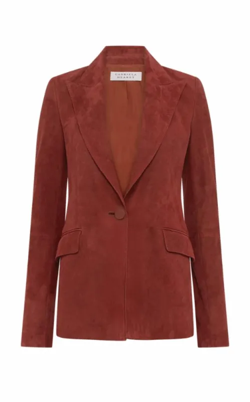 Leiva Blazer in Burnt Sienna Suede made by Gabriela Hearst