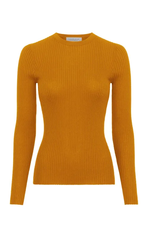 Browning Knit Sweater in Golden Birch Cashmere Silk sold by Gabriela Hearst