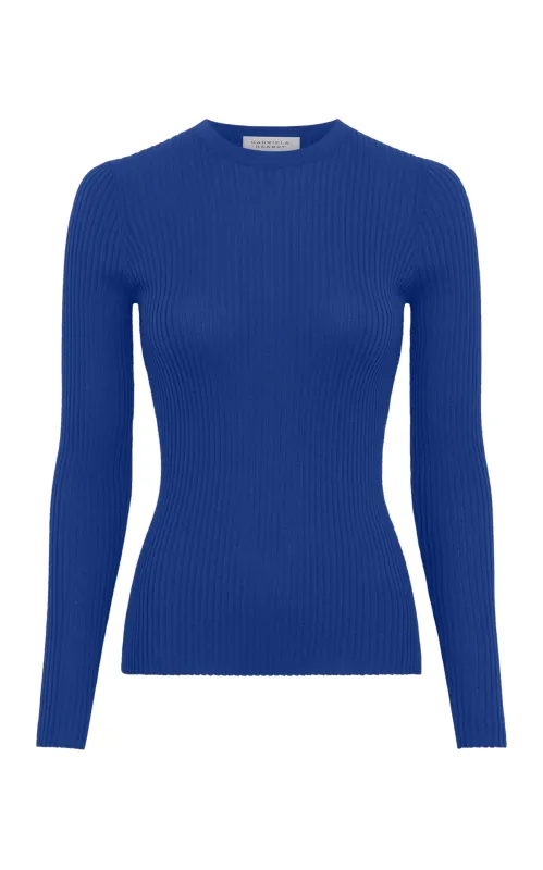 Browning Knit Sweater in Cobalt Cashmere Silk sold by Gabriela Hearst