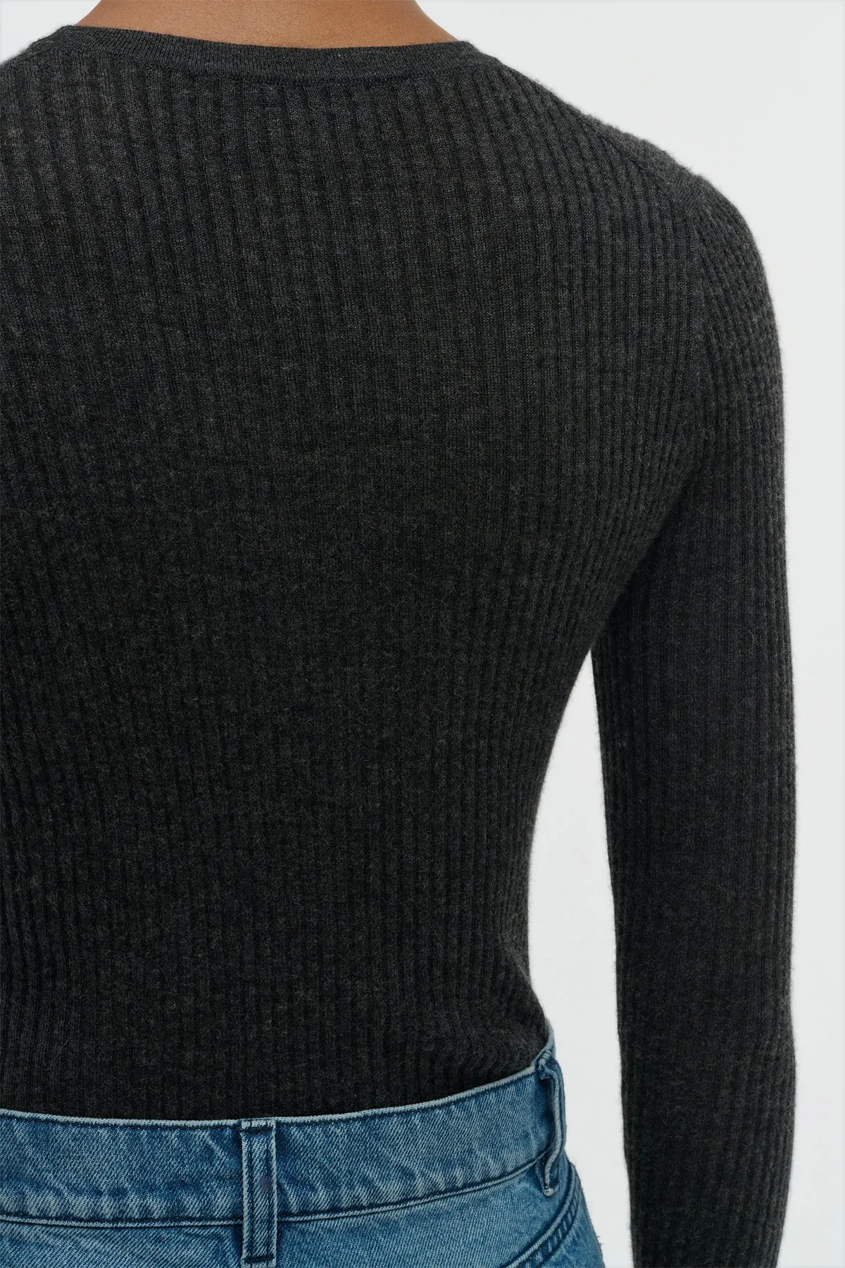 Browning Knit Sweater in Charcoal Cashmere Silk sold by Gabriela Hearst product image thumbnail 4