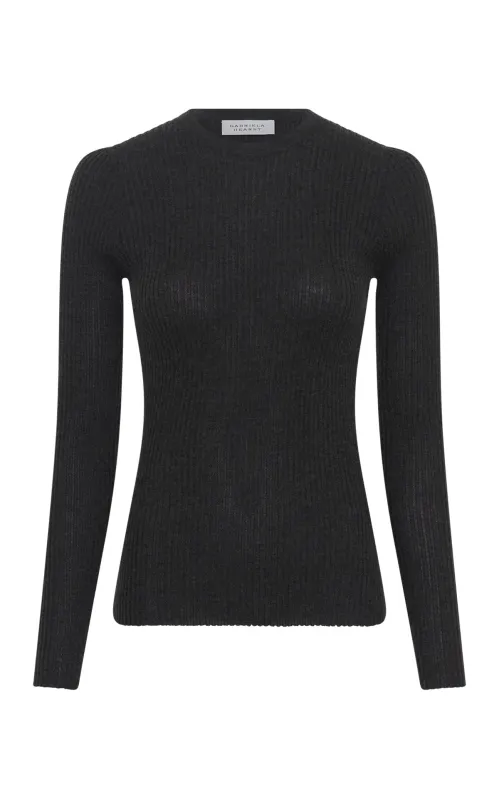 Browning Knit Sweater in Charcoal Cashmere Silk sold by Gabriela Hearst