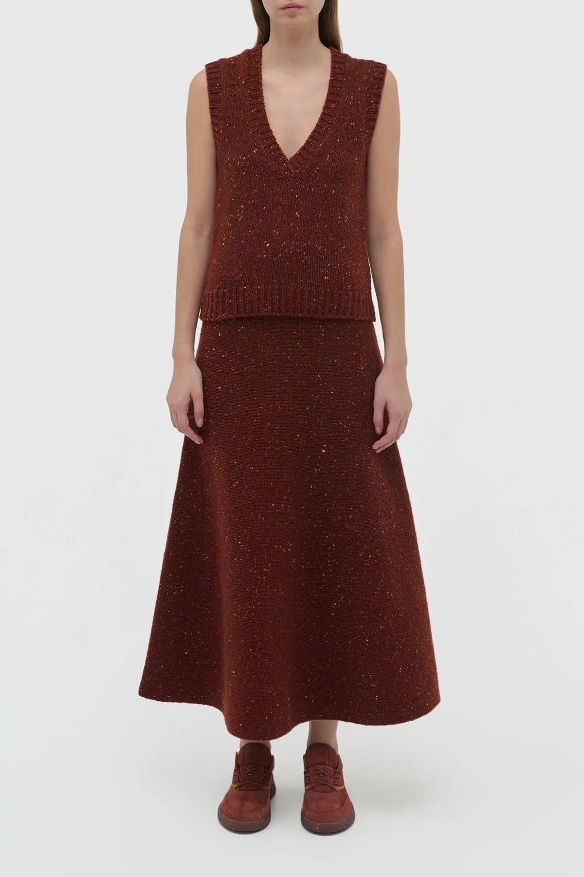 Eden Knit Maxi Skirt in Burnt Sienna Multi Aran Cashmere sold by Gabriela Hearst product image thumbnail 2