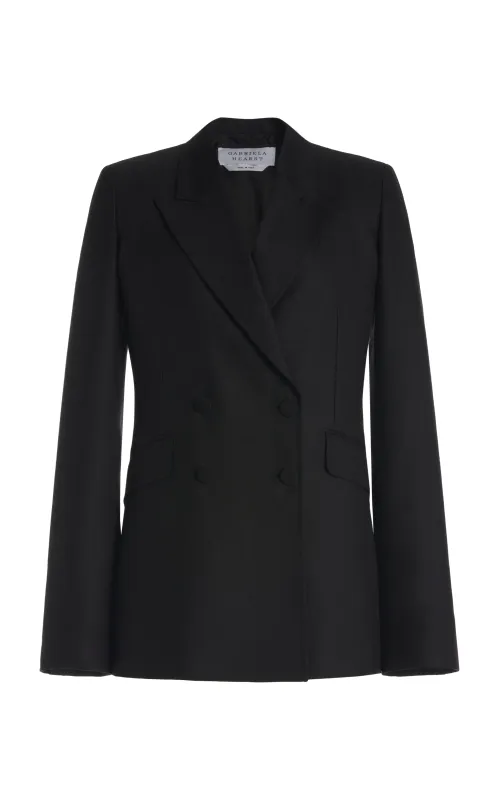 Stephanie Blazer in Black Recycled Wool sold by Gabriela Hearst