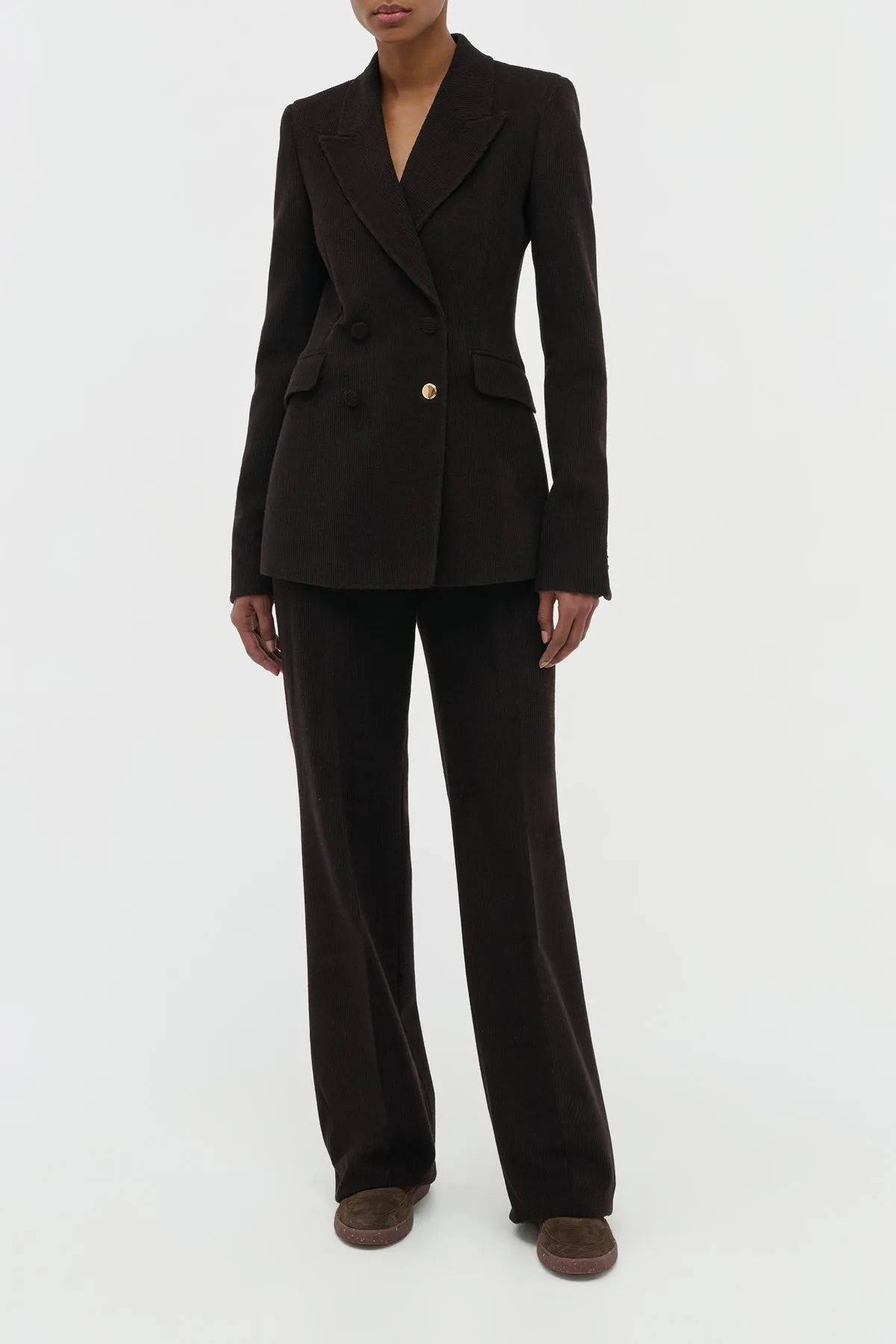 Stephanie Blazer in Chocolate Fine Cashmere Corduroy sold by Gabriela Hearst product image thumbnail 2